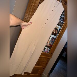 NEW NWOT MEDIUM Beige Pocketed Button-Down Jumpsuit